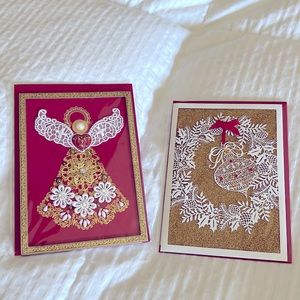 2 Exquisite Handmade Papyrus Christmas Cards - NWT